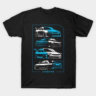 JDM cars on blue T-Shirt